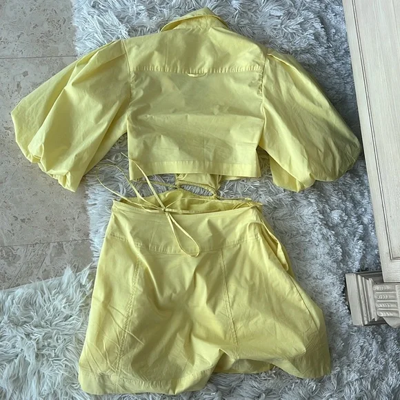 SIMKHAI Aulora Cut-Out Poplin Minidress Yellow Small - Picture 5 of 5